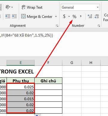 Định dạng phần trăm cho số liệu
