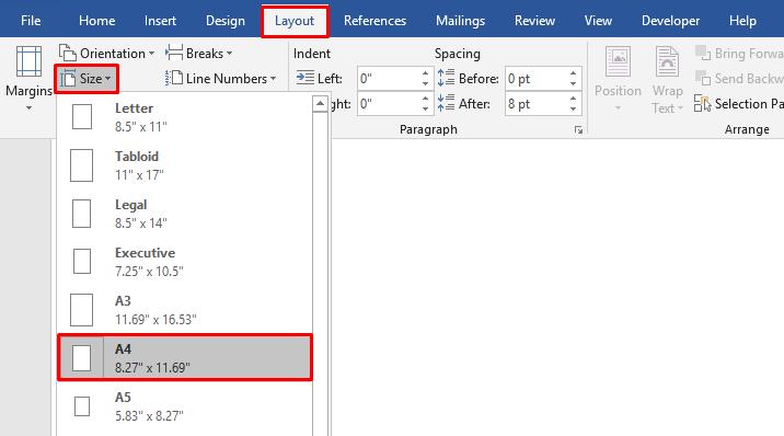 Đổi kiểu khổ giấy cho tài liệu 1