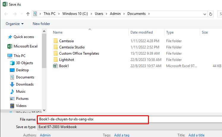 Đặt tên cho file XLSX mới