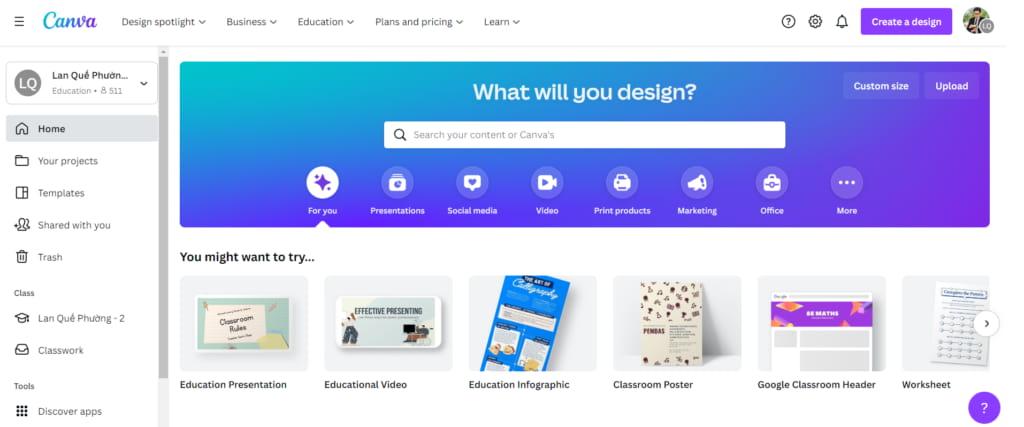 Dùng canva để tạo ảnh thumbnail cho video bước 1