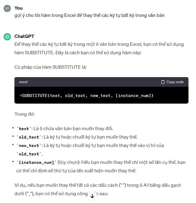 Dùng Chatgpt để học excel