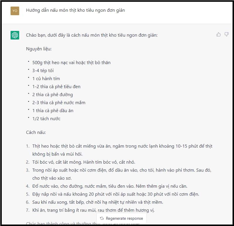 Dùng Chatgpt để học nấu ăn