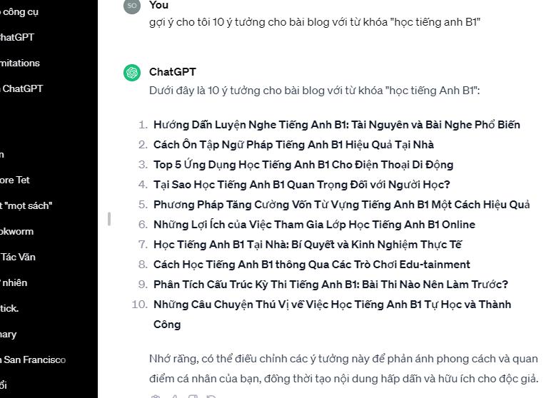 Viết bài với sự trợ giúp từ ChatGPT