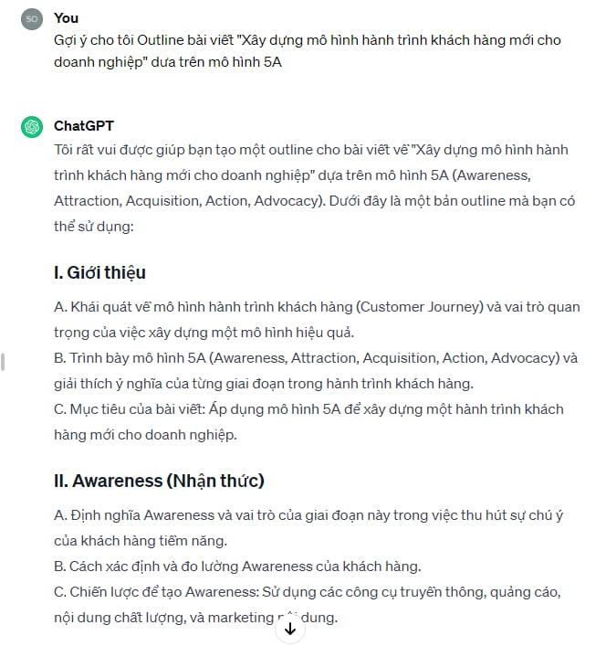 Dùng Chatgpt để Sáng tạo nội dung