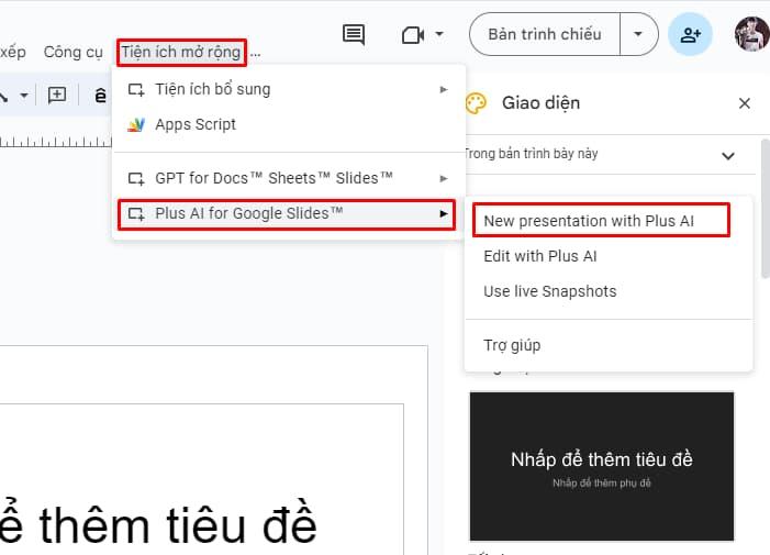 Dùng ChatGPT để tạo slide tự động với tiện ích Plus AI 1