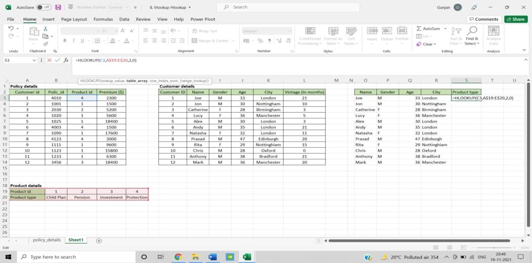 Dùng hàm HLOOKUP trong phân tích dữ liệu