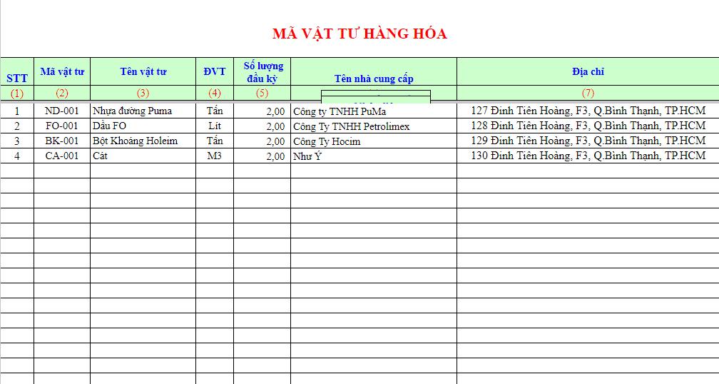 Cách tạo file quản lý xuất nhập kho bằng Excel