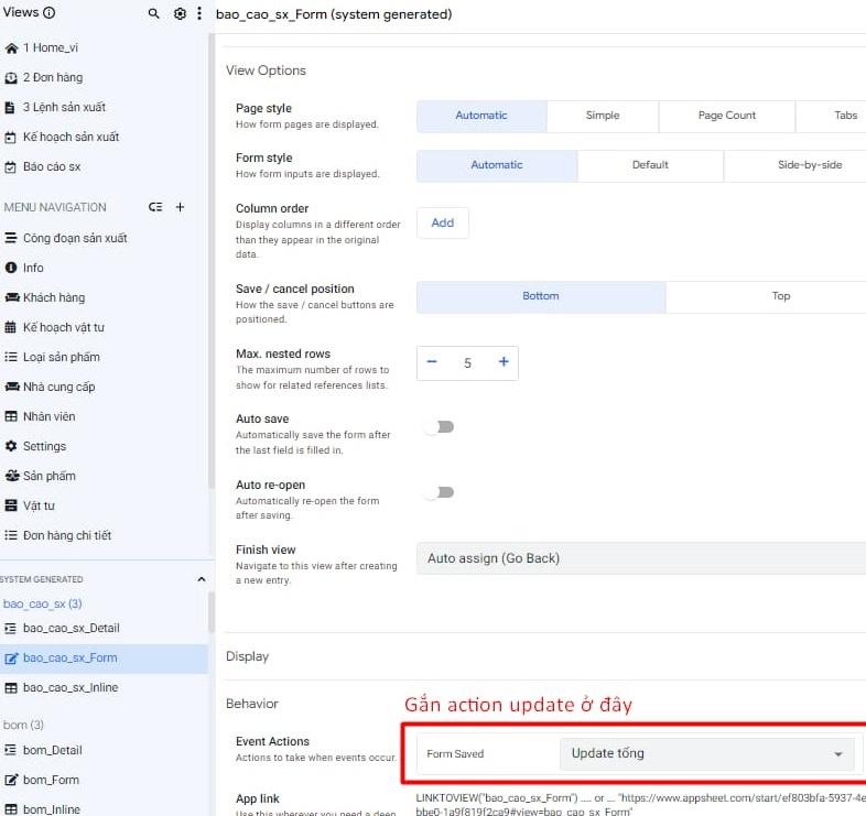 gắn action này trực tiếp vào form