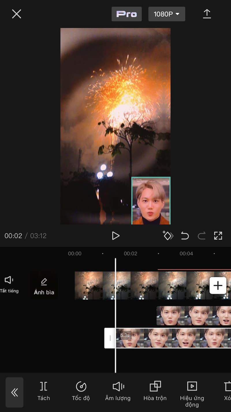 Ghép video song song để tạo clip reaction