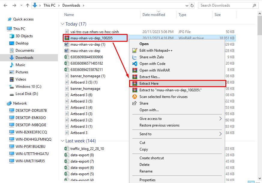 Giải nén tệp rar
