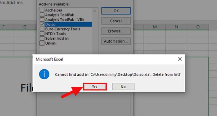 gỡ Add-ins trên Excel