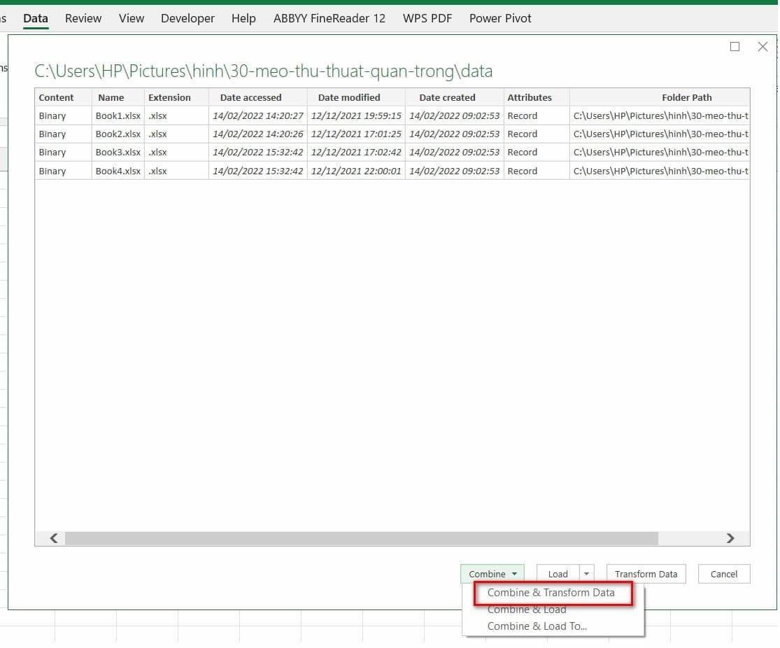 Gộp nhiều file thành một file trong Excel bước 4
