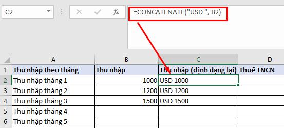 Hàm định dạng số tiền trong Excel