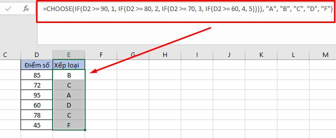 hàm Choose kết hợp IF