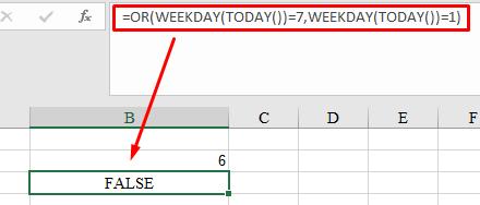 Kết hợp hàm WEEKDAY với hàm OR