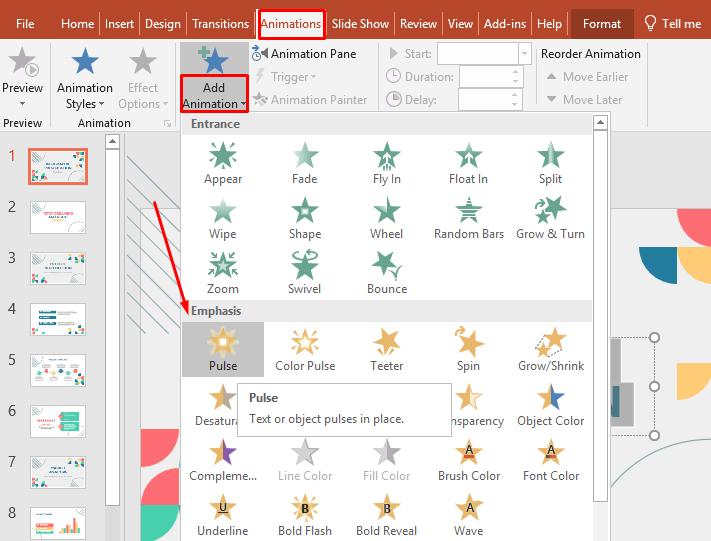 Cách tạo hiệu ứng nhấn mạnh trong powerpoint bằng Pulse 3