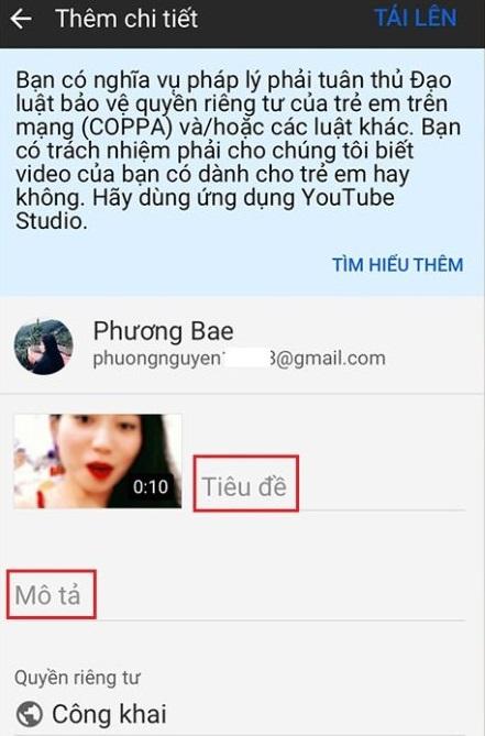 Hướng dẫn đăng video lên youtube bằng điện thoại  bước 4