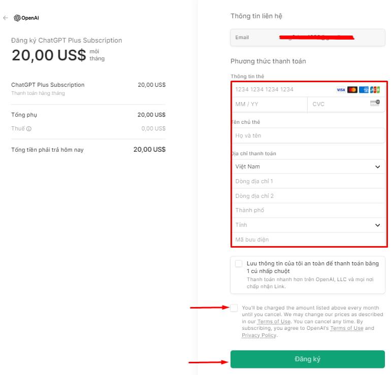 Hướng dẫn nâng cấp lên tài khoản ChatGPT Plus bước 4