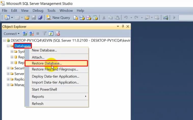 Cách Import File dữ liệu backup vào SQL Server 1