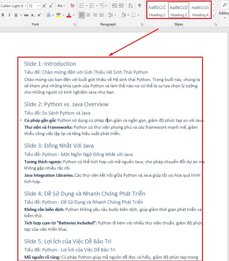 Kết hợp ChatGPT với Word để tạo slide tự động 3