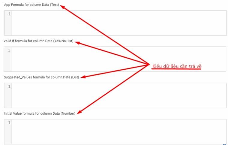 Kiểu dữ liệu cần trả về trong Appsheet phải chính xác