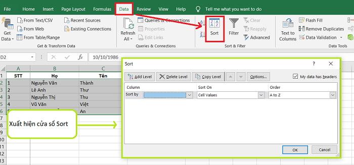 Lọc dữ liệu trong Excel