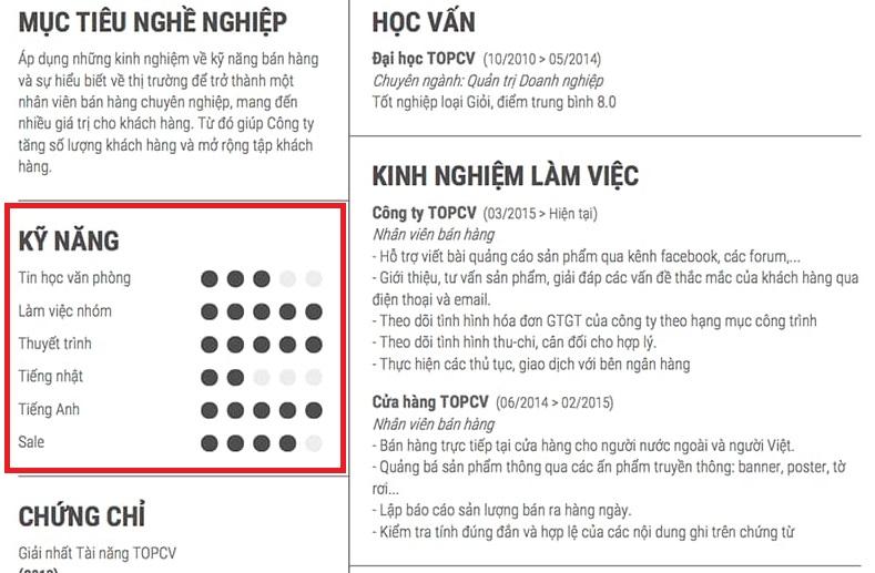 lưu ý trong cách viết kỹ năng trong CV