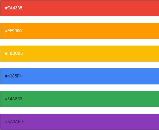 một số mã màu thường dùng trong Appsheet 1
