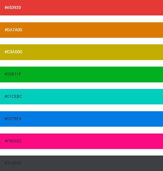 một số mã màu thường dùng trong Appsheet 2