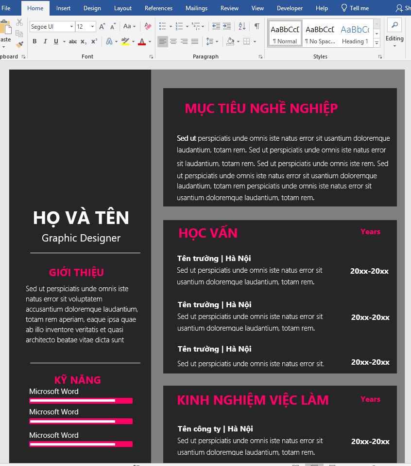 mẫu 10 CV xin việc file Word