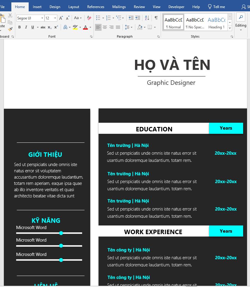 mẫu 4 CV xin việc file Word
