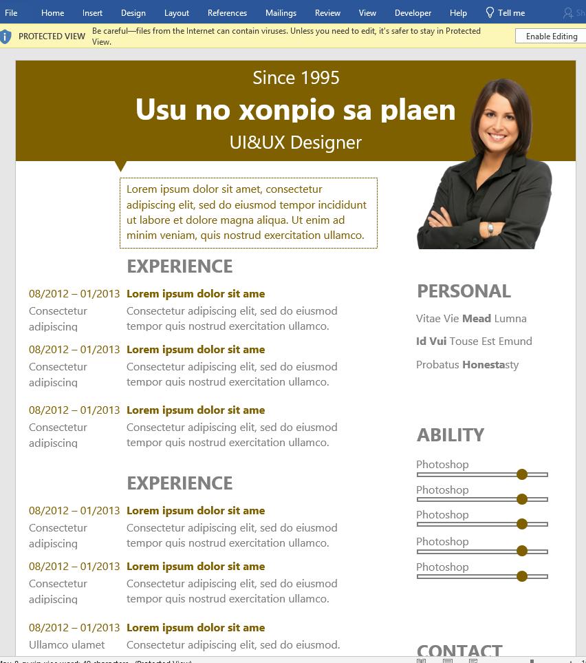 mẫu 8 CV xin việc file Word