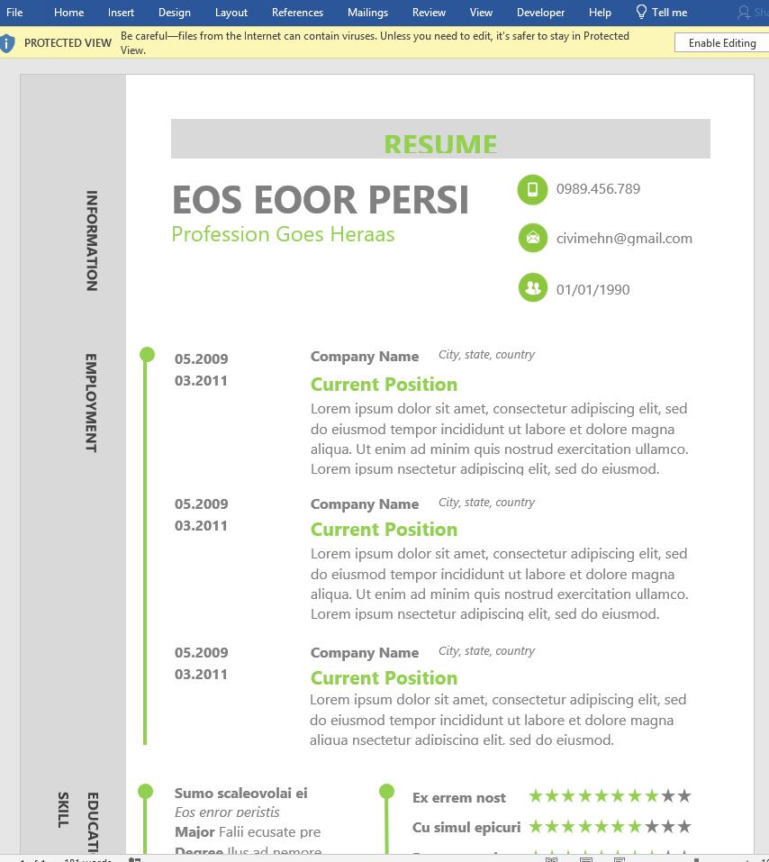 mẫu 9 CV xin việc file Word