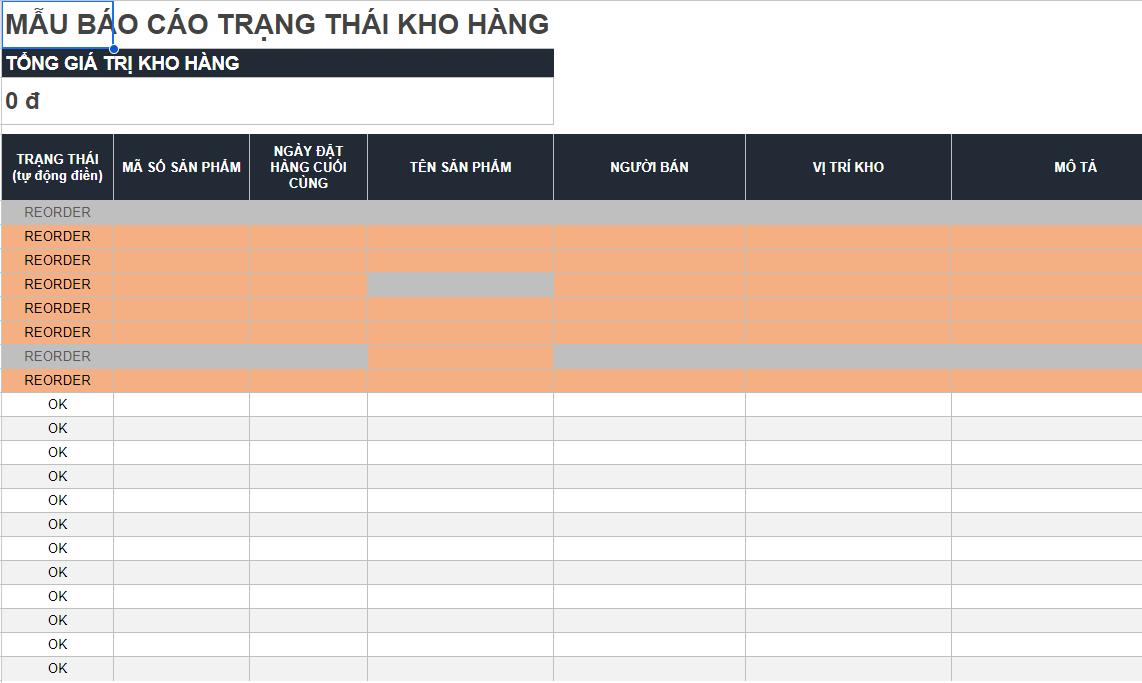 Tải mẫu báo cáo quản lý doanh thu và hàng tồn kho