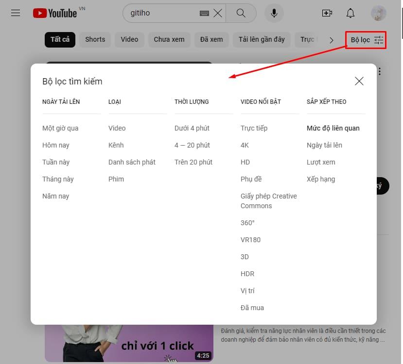 Mẹo tìm kênh trong kết quả