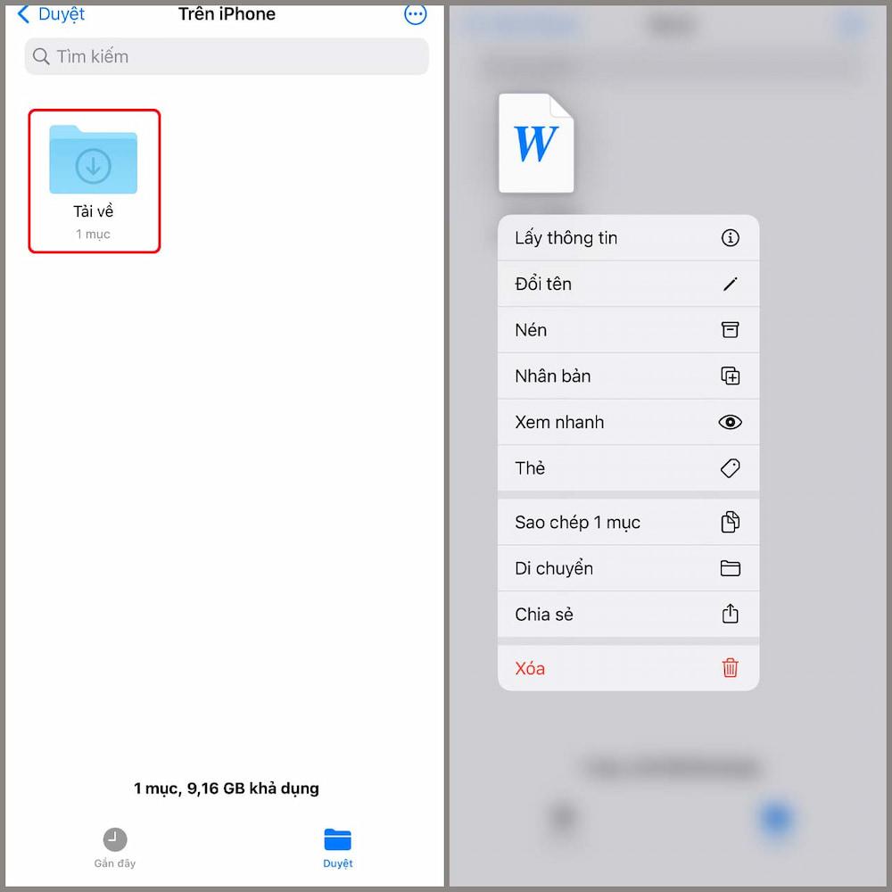Mở các tệp đã lưu trên iPhone