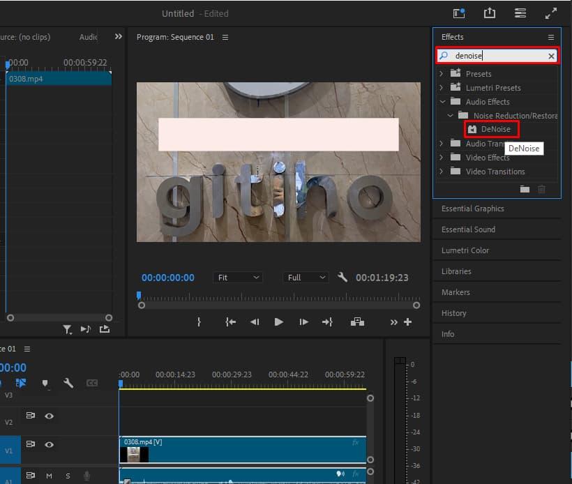 Mở hiệu ứng Denoise để lọc tạp âm - Cách 1 2