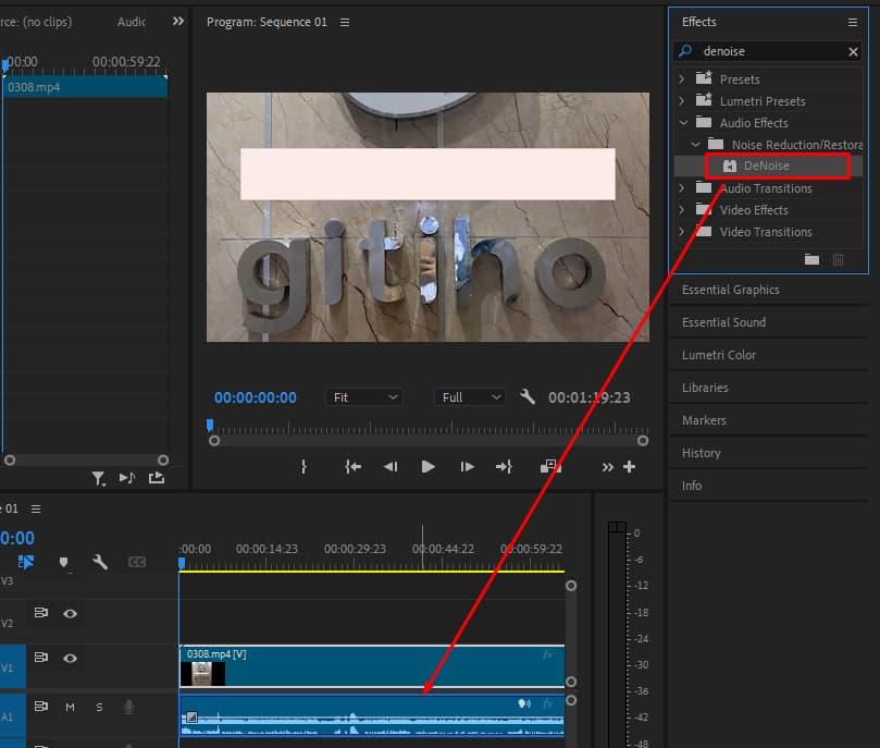 Mở hiệu ứng Denoise để lọc tạp âm - Cách 1 3