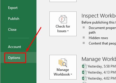 Mở Option để thay đổi mặc định phông chữ