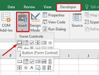 Tạo nút lệnh bằng tab Developer