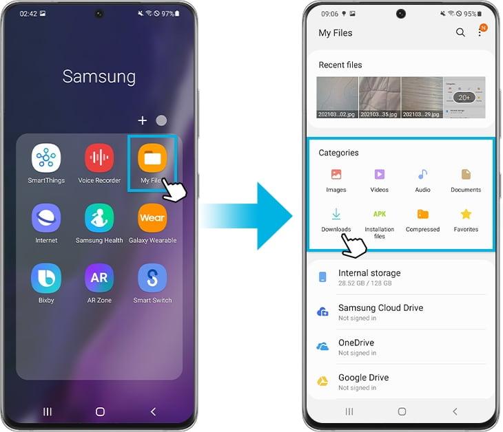 Mở ứng dụng Quản lí tập tin trên điện thoại Android