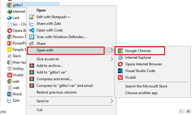 mở tệp bằng trình duyệt web