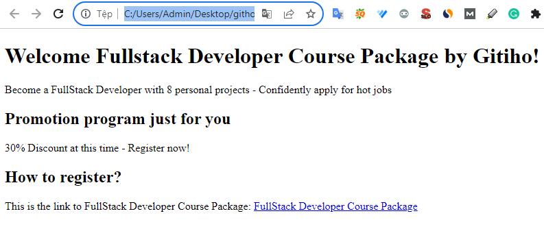 khung trang web đơn giản vừa tạo bằng mã html