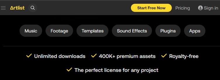 mua nhạc bản quyền Youtube tại Artlist