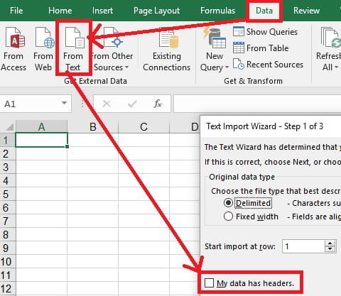 tích vào mục My data has headers