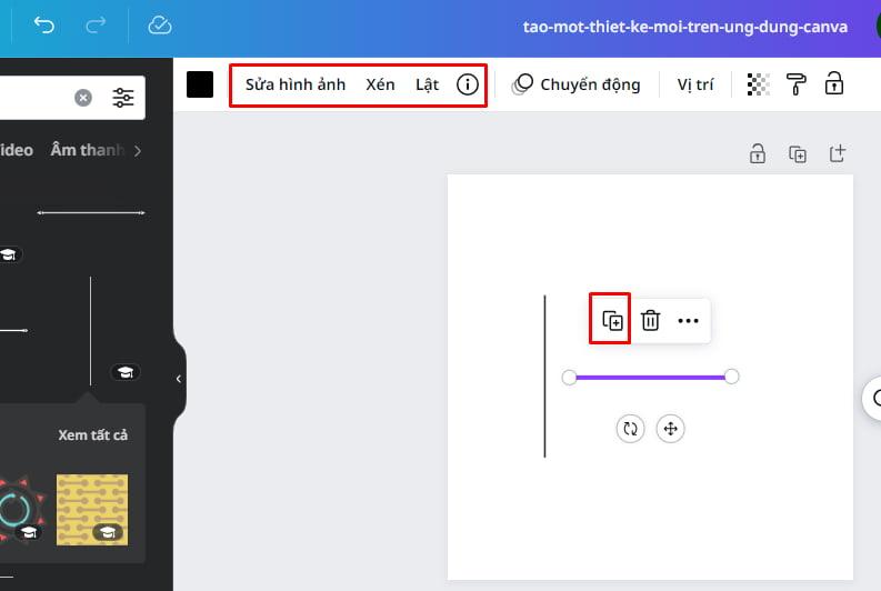 Nhân bản và tùy chỉnh các đường thẳng trong Canva