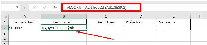 Hàm lấy dữ liệu từ sheet này sang sheet khác tự động 2