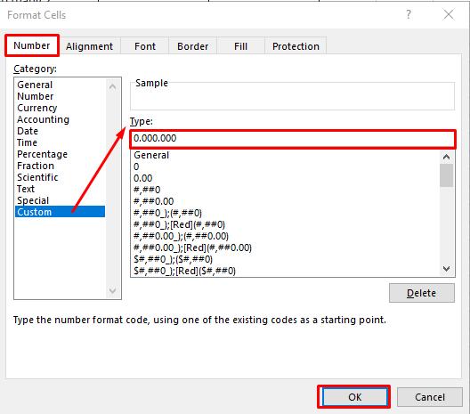 Nhập định dạng tiền tệ tùy chỉnh vào phần custom