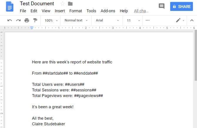 Nhập dữ liệu Google Analytics vào tài liệu để tạo báo cáo trong Google Docs 1