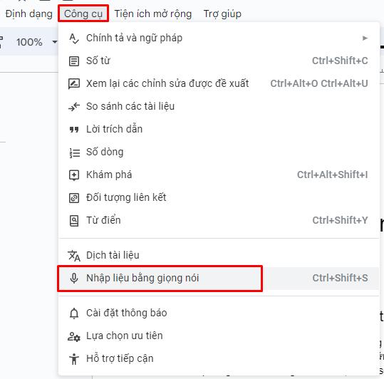 Nhập văn bản bằng giọng nói trong Google Docs